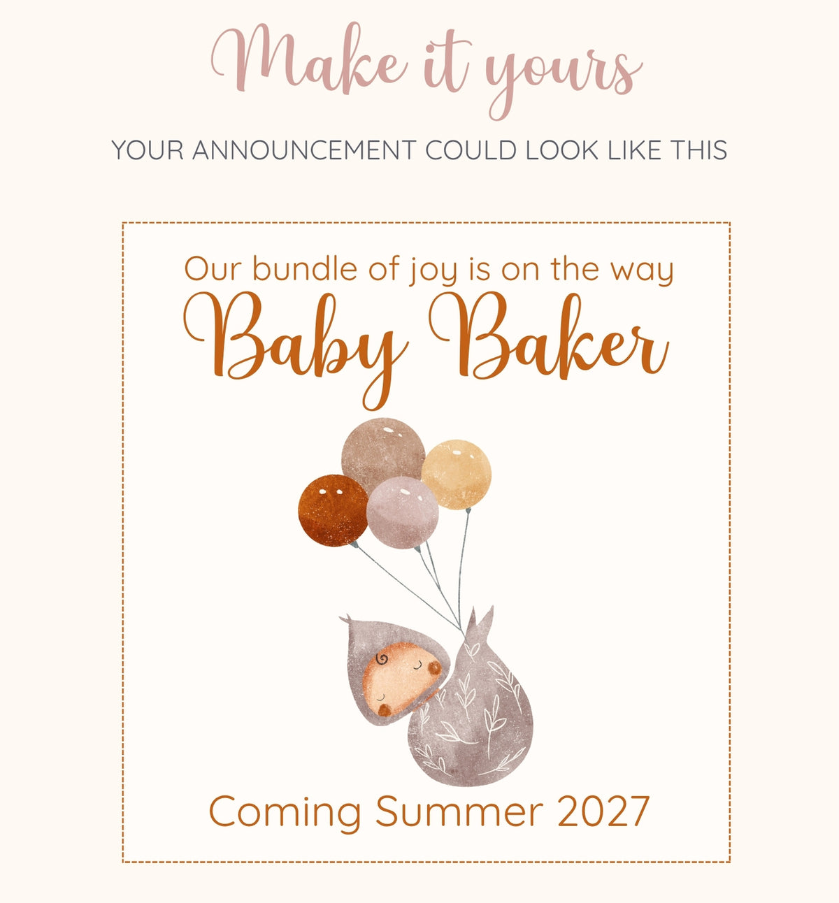 Up & Away Personalised Pregnancy Announcement