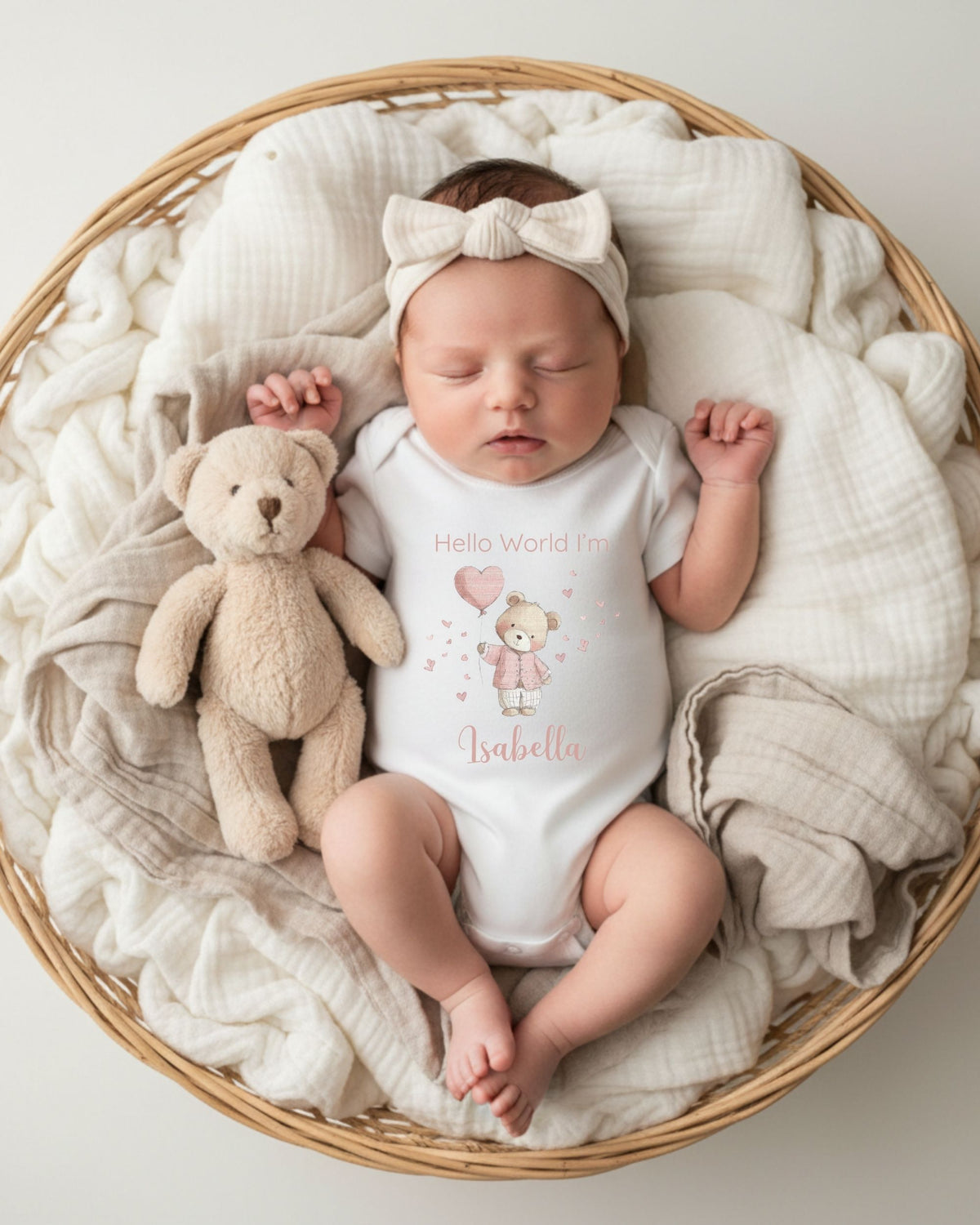 Personalised Heart Balloon Bear Baby Outfit