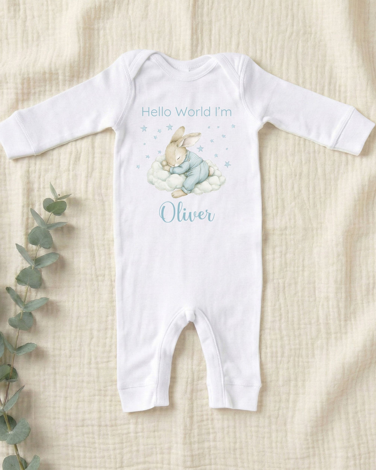 Personalised Dreaming Bunny Baby Outfit
