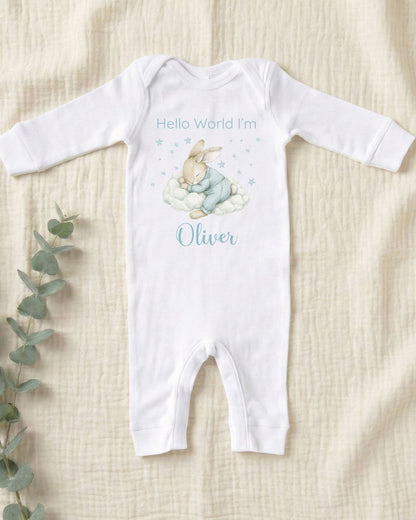 Personalised Dreaming Bunny Baby Outfit