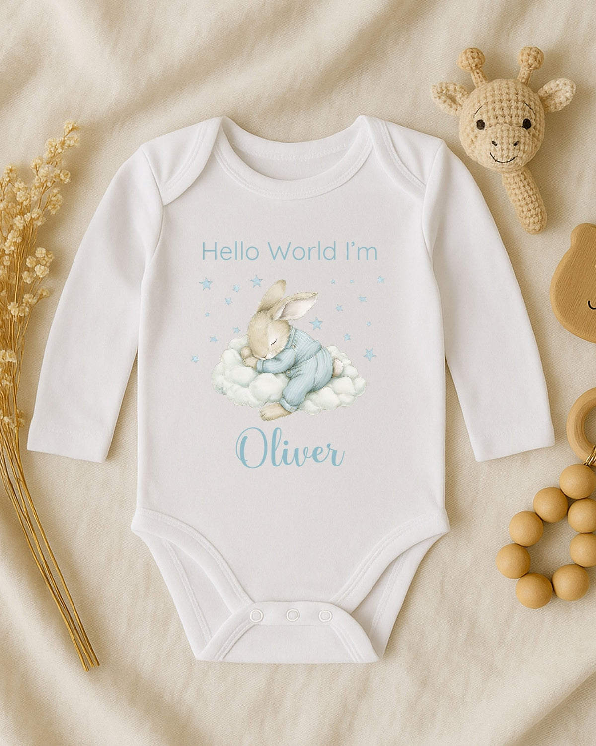 Personalised Dreaming Bunny Baby Outfit