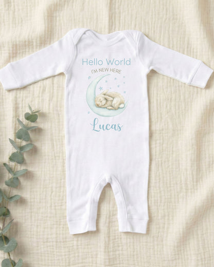 Personalised Moon Bunny Baby Outfit