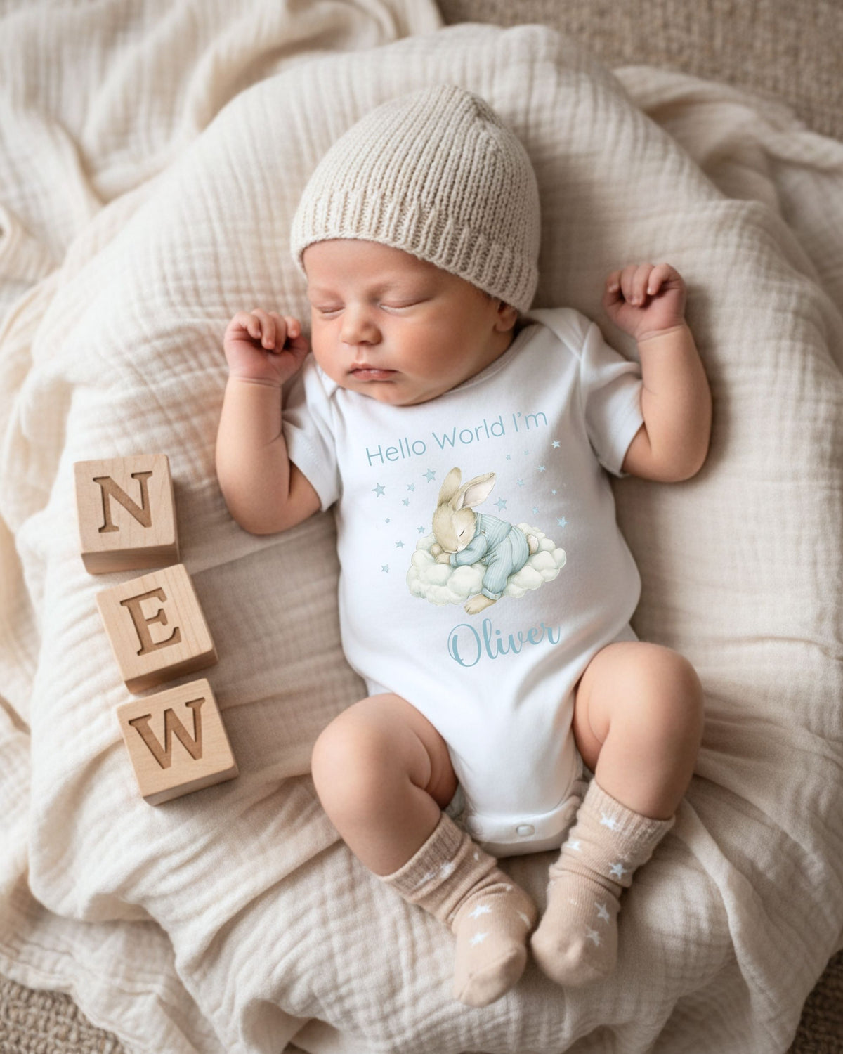 Personalised Dreaming Bunny Baby Outfit