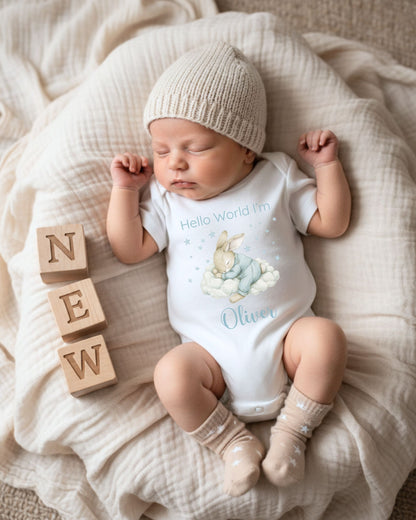 Personalised Dreaming Bunny Baby Outfit